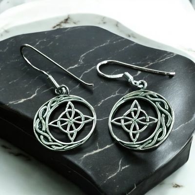 Witch's Knot Charm Hexefus Earrings Sterling Silver Witch's Charm Magic Knot Hexefus Earrings on Stone