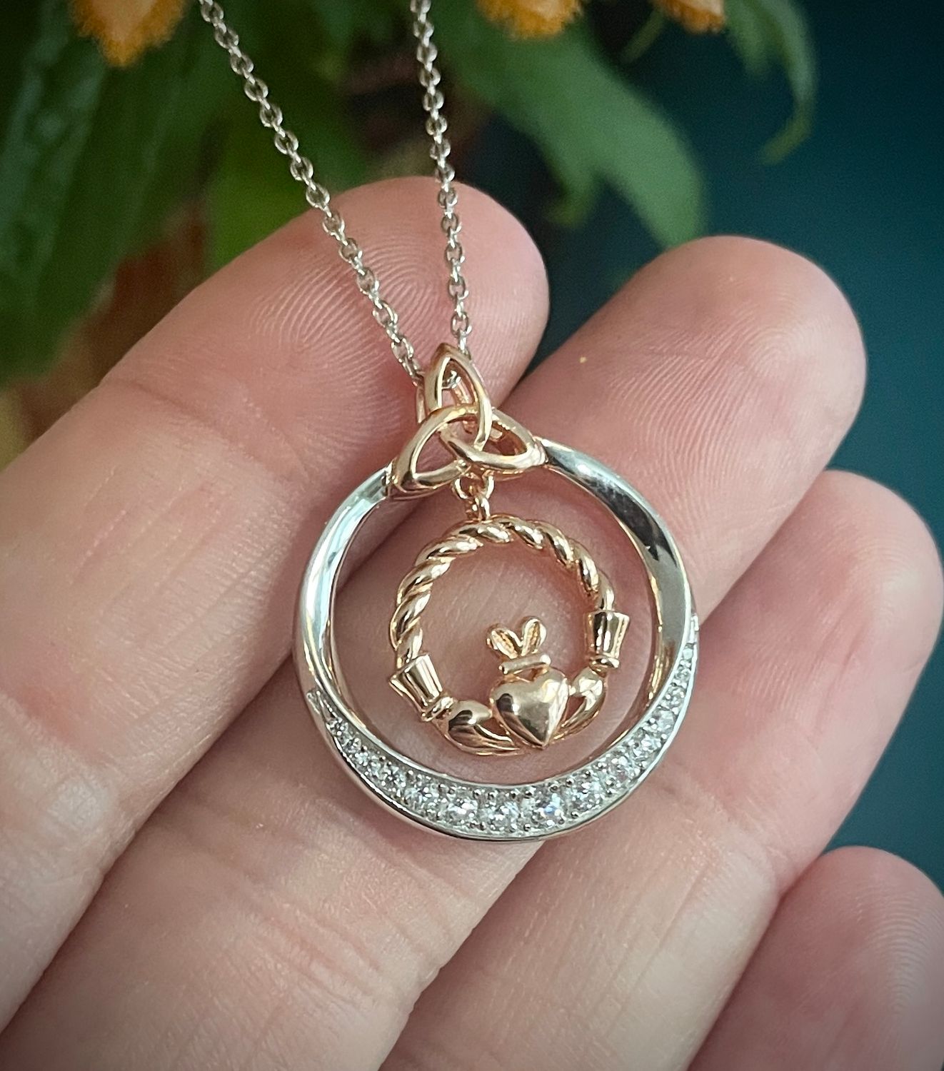 Rose Gold Claddagh with Trinity Knot