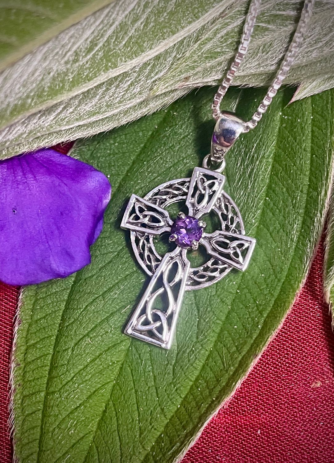 Medium Celtic Cross with Amethyst Stone