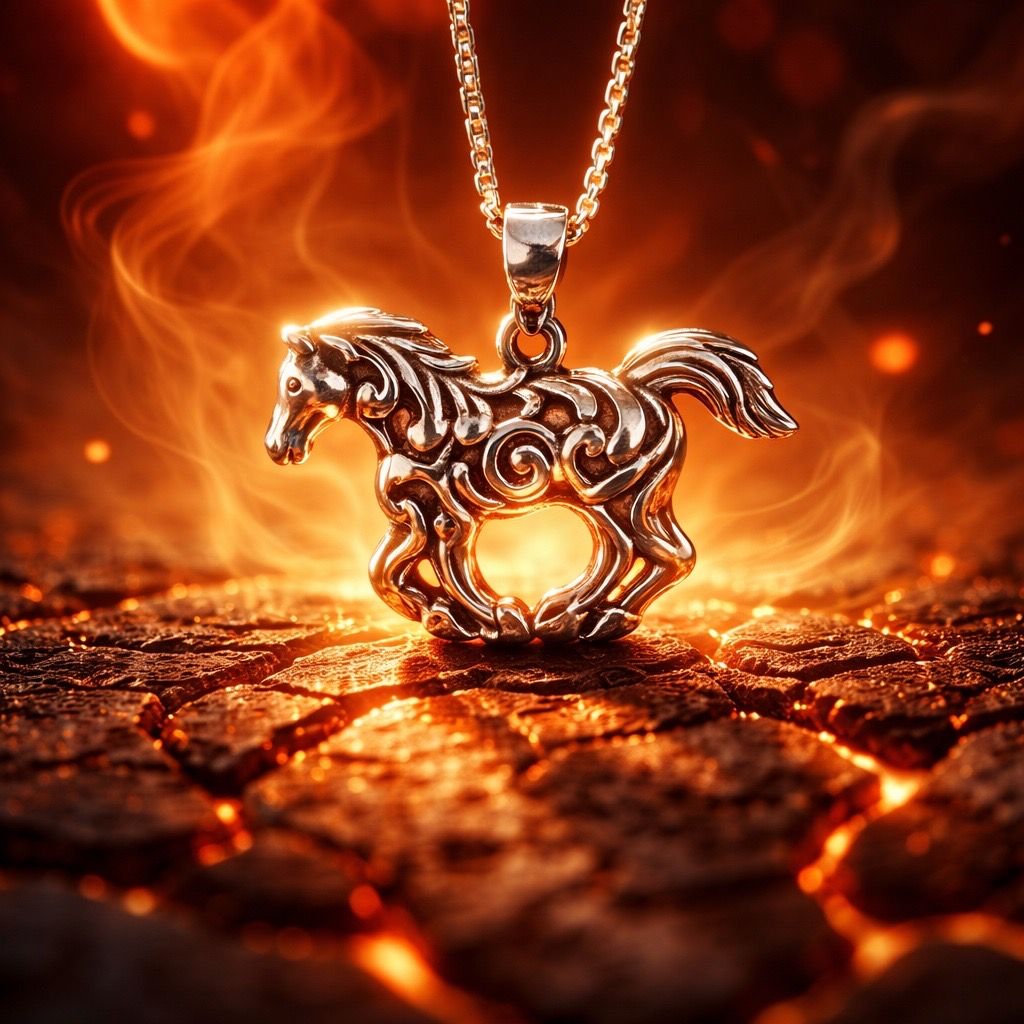 Celtic Fire Horse Connemara Silver Pendant